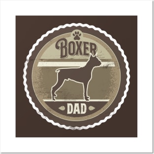 Boxer Dad - Distressed Boxer Dog Silhouette Design Posters and Art